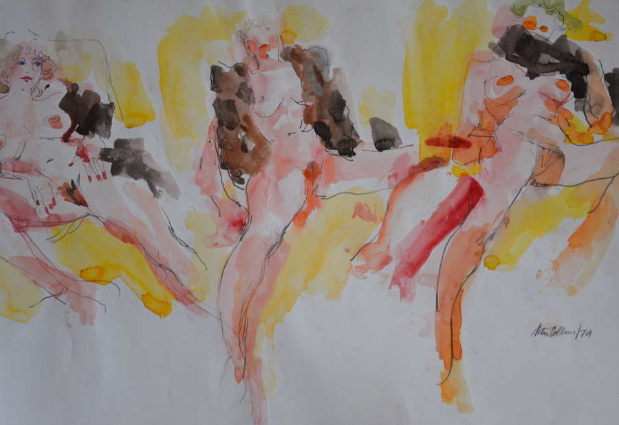 PETER COLLINS WATERCOLOUR STUDY OF A FEMALE NUDE