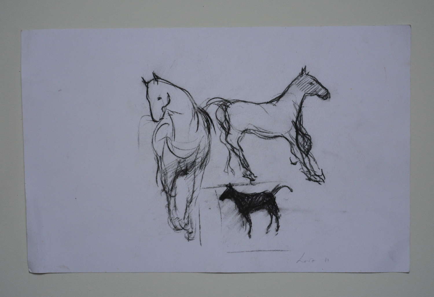 STUDY OF HORSES AND DOG BY KAREN LORENZ