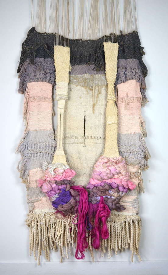 A STUNNING MID 20TH CENTURY MACRAME AND WOOL TAPESTRY