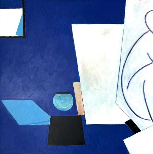 ROBERT SAINTGERY ABSTRACT BLUE COMPOSITION